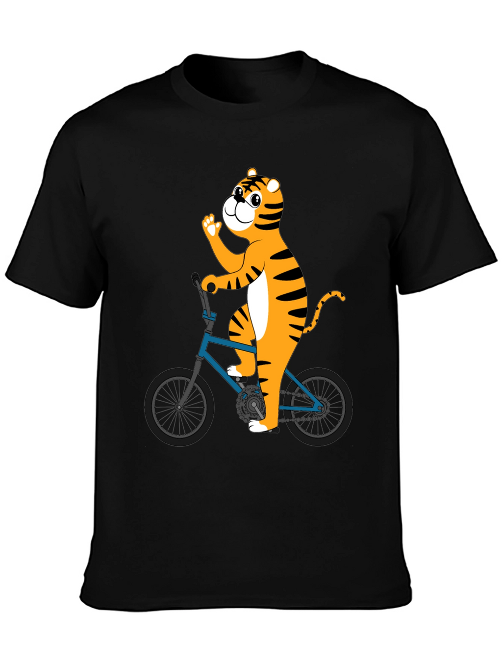Tiger Riding Bike Graphic T-Shirt - Black