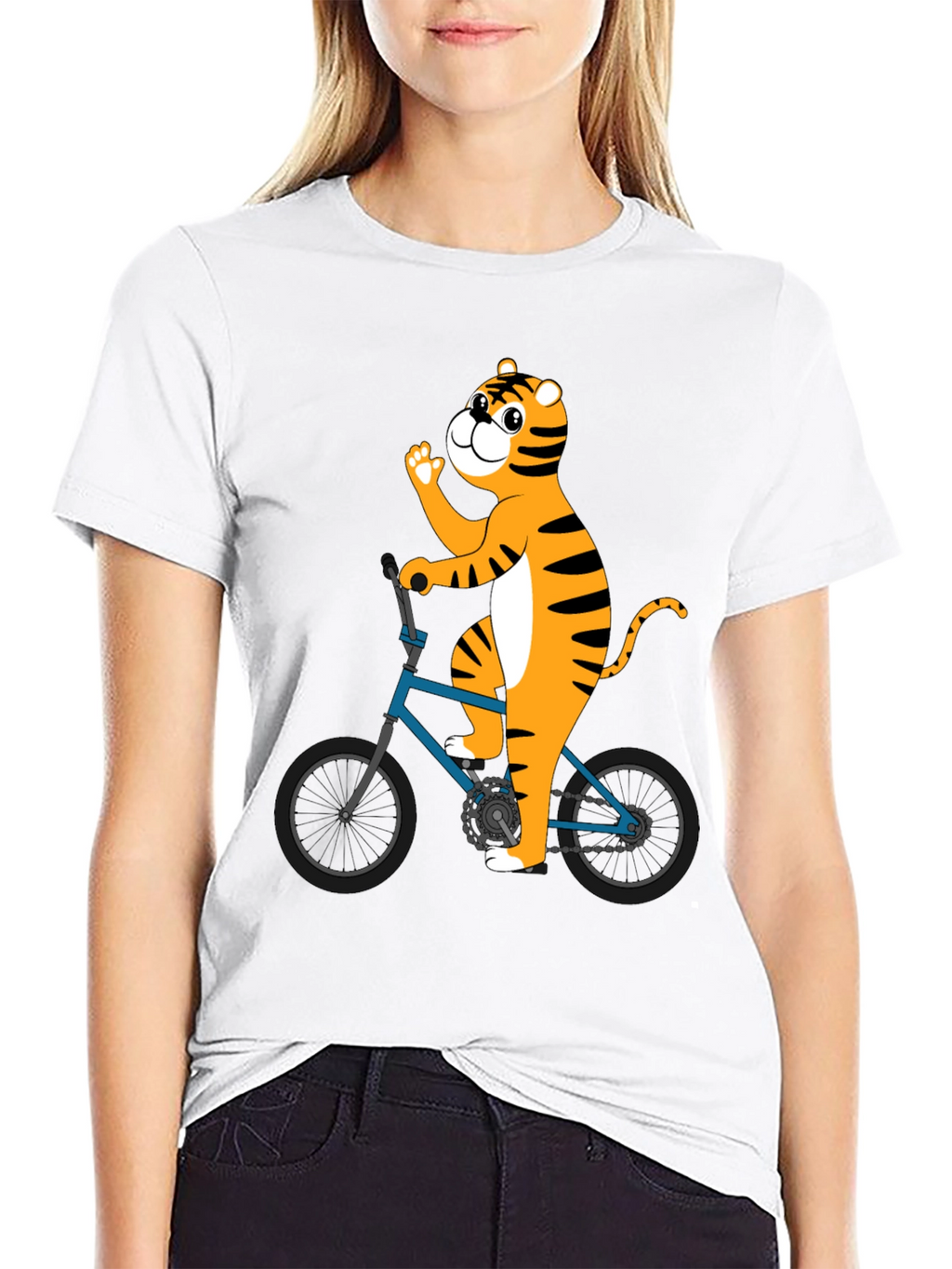 Tiger Riding Bike Graphic T-Shirt - Black