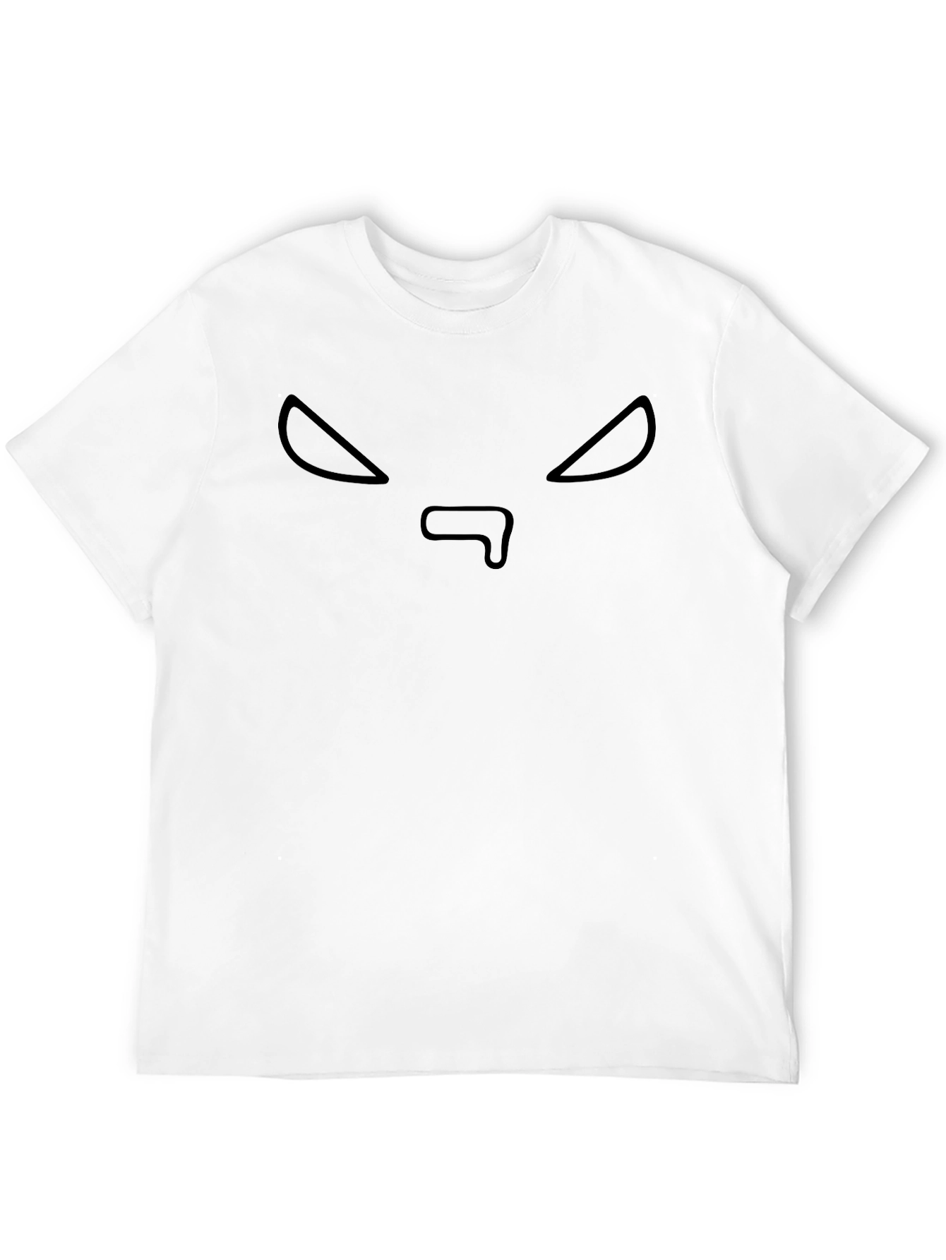 Black Graphic Tee - Minimalist Evil Face Design