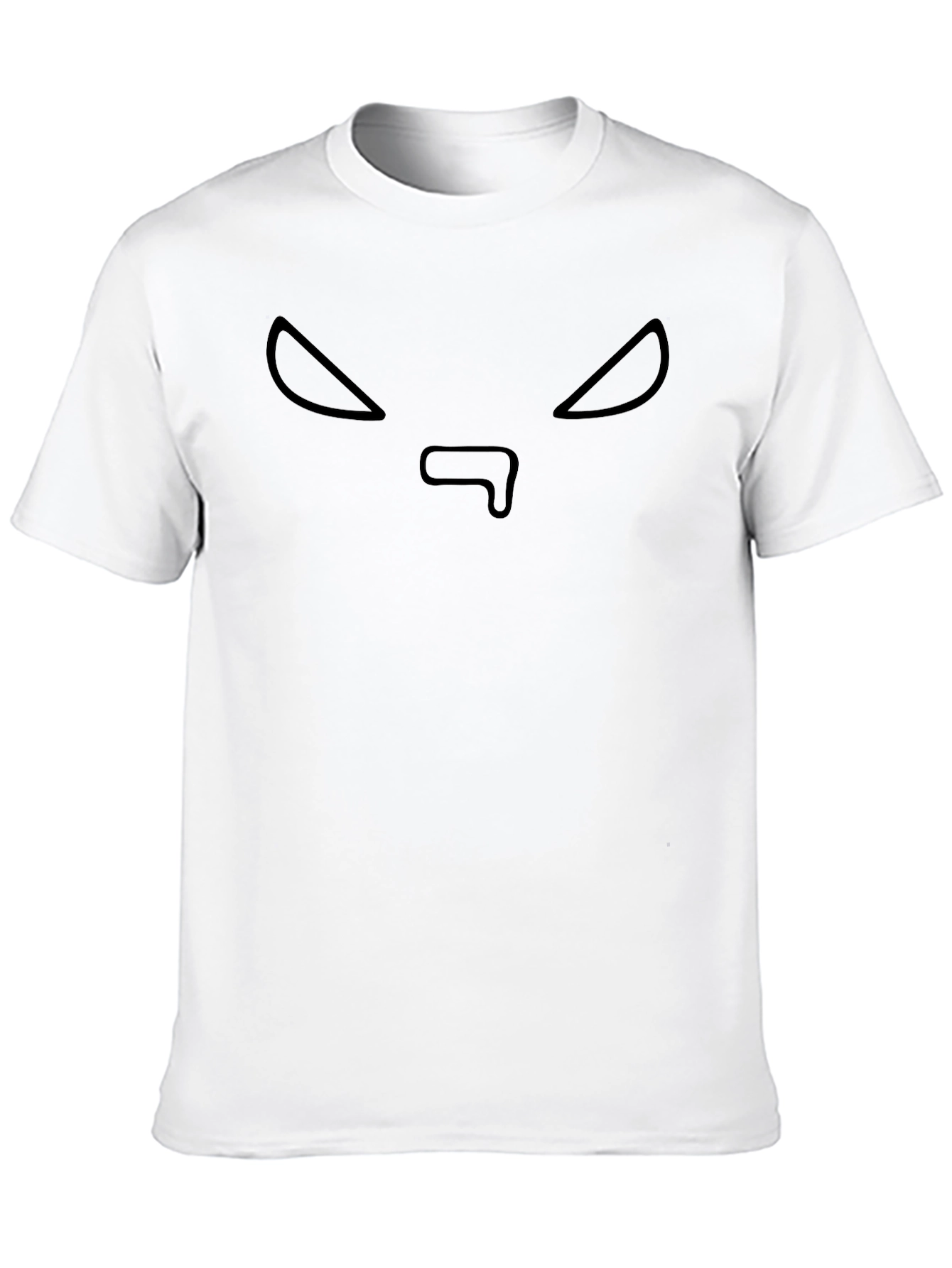 Black Graphic Tee - Minimalist Evil Face Design