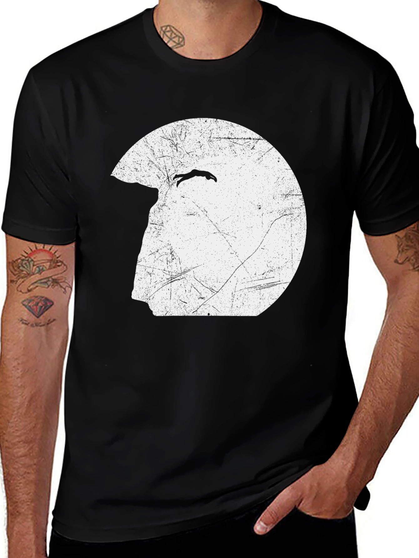 Retro Diver Graphic Black T-Shirt