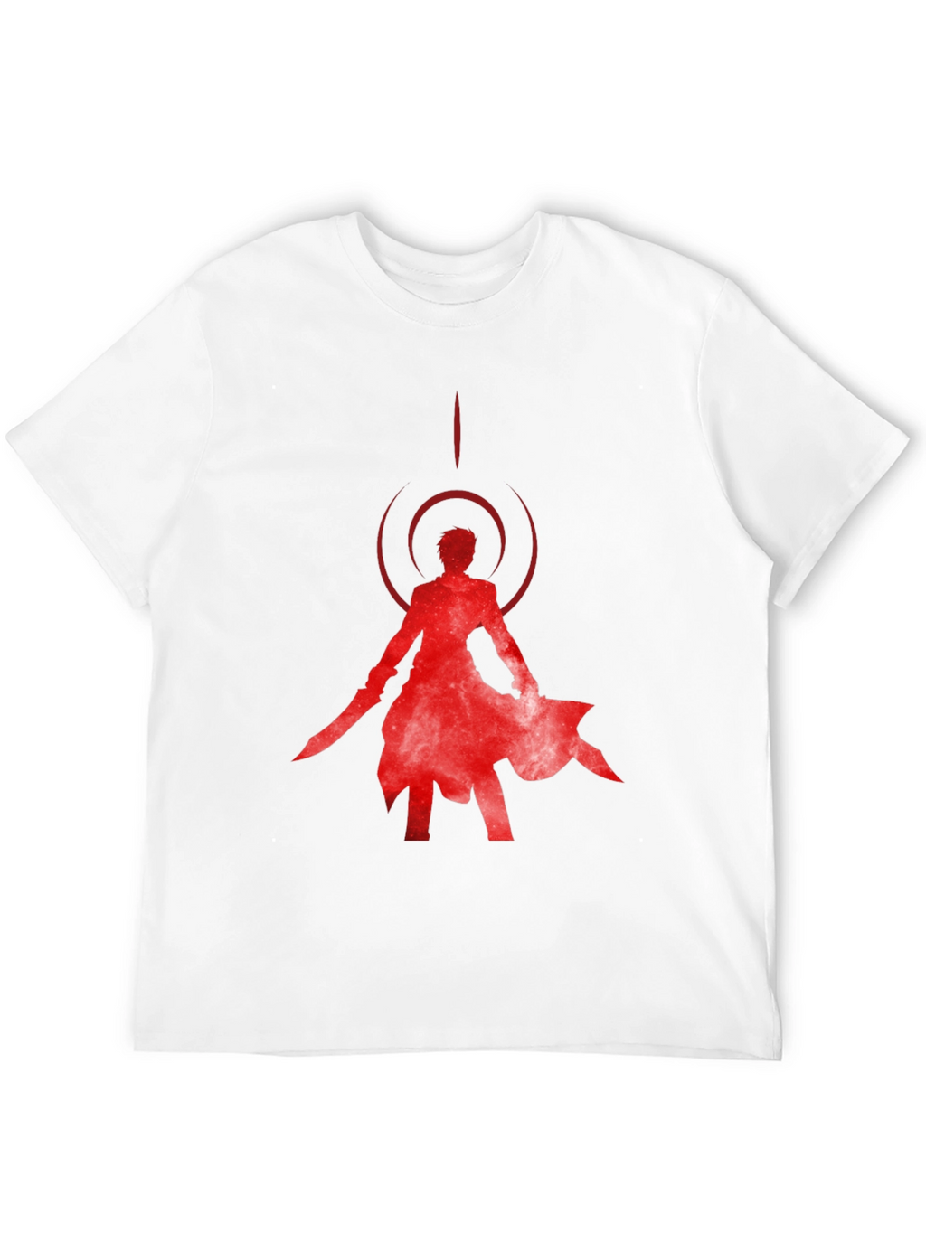 Red Anime Silhouette Black T-Shirt