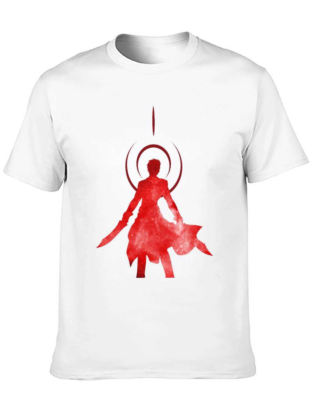Red Anime Silhouette Black T-Shirt