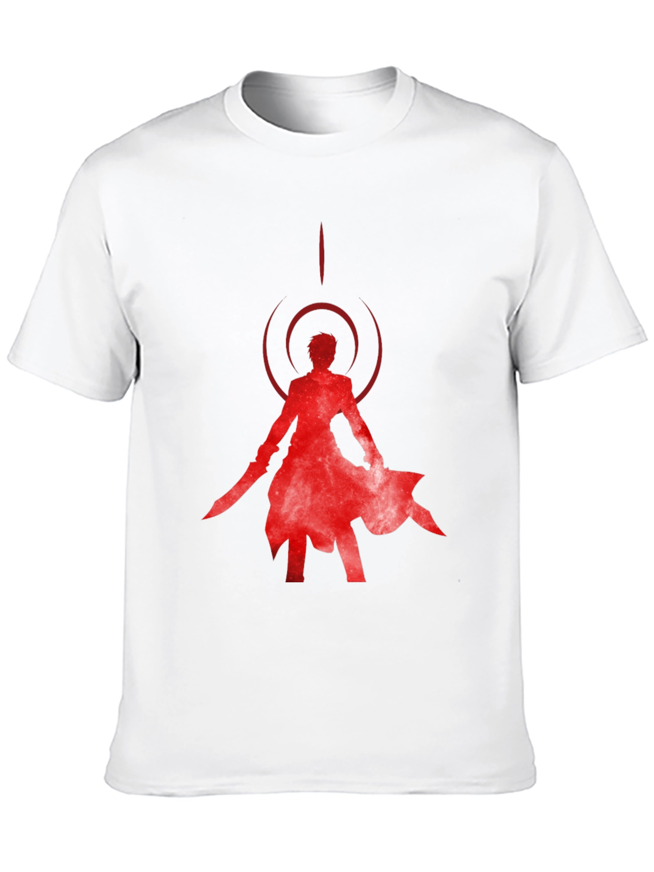 Red Anime Silhouette Black T-Shirt