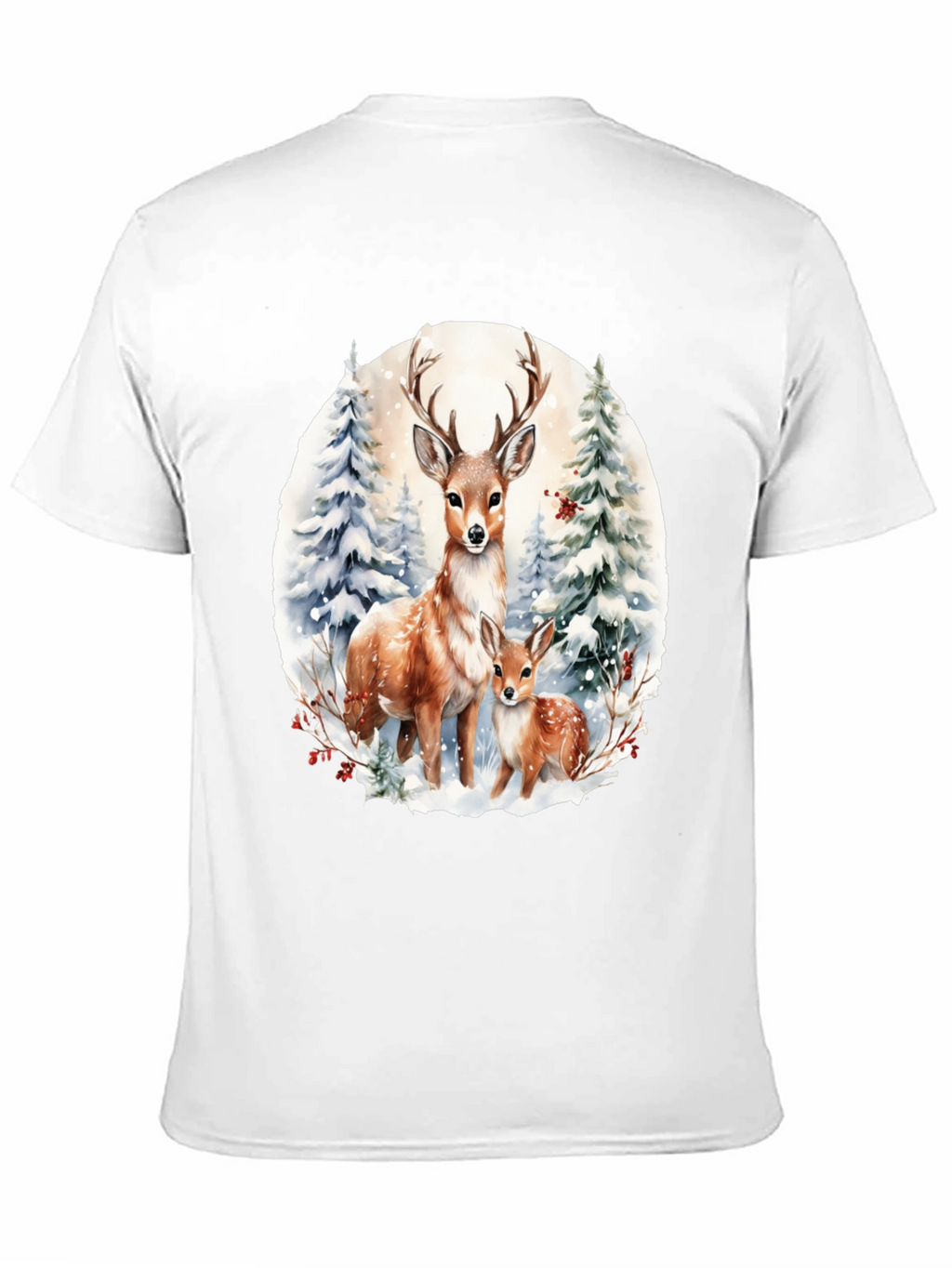 Deer Family Winter Scene Graphic Tee