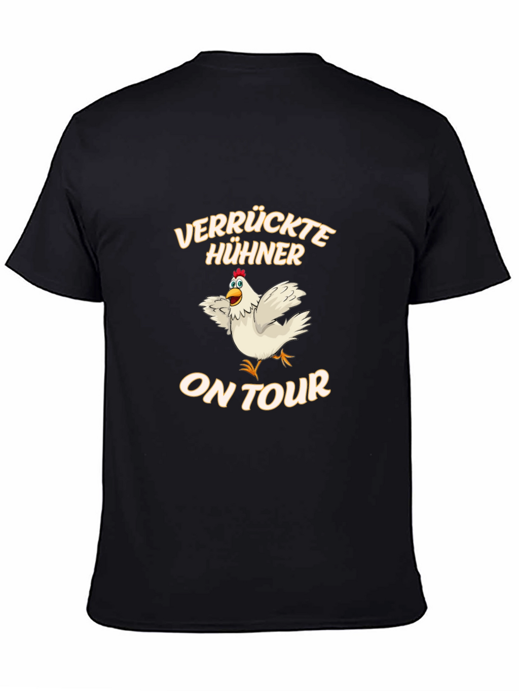 Funny Chicken On Tour Black T-Shirt