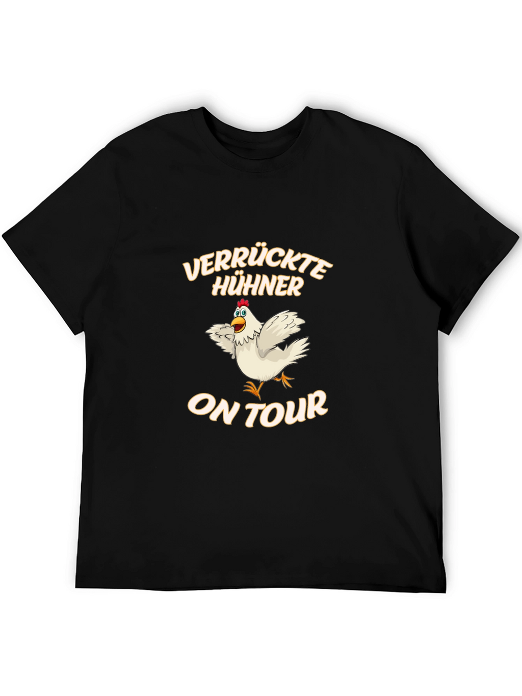 Funny Chicken On Tour Black T-Shirt