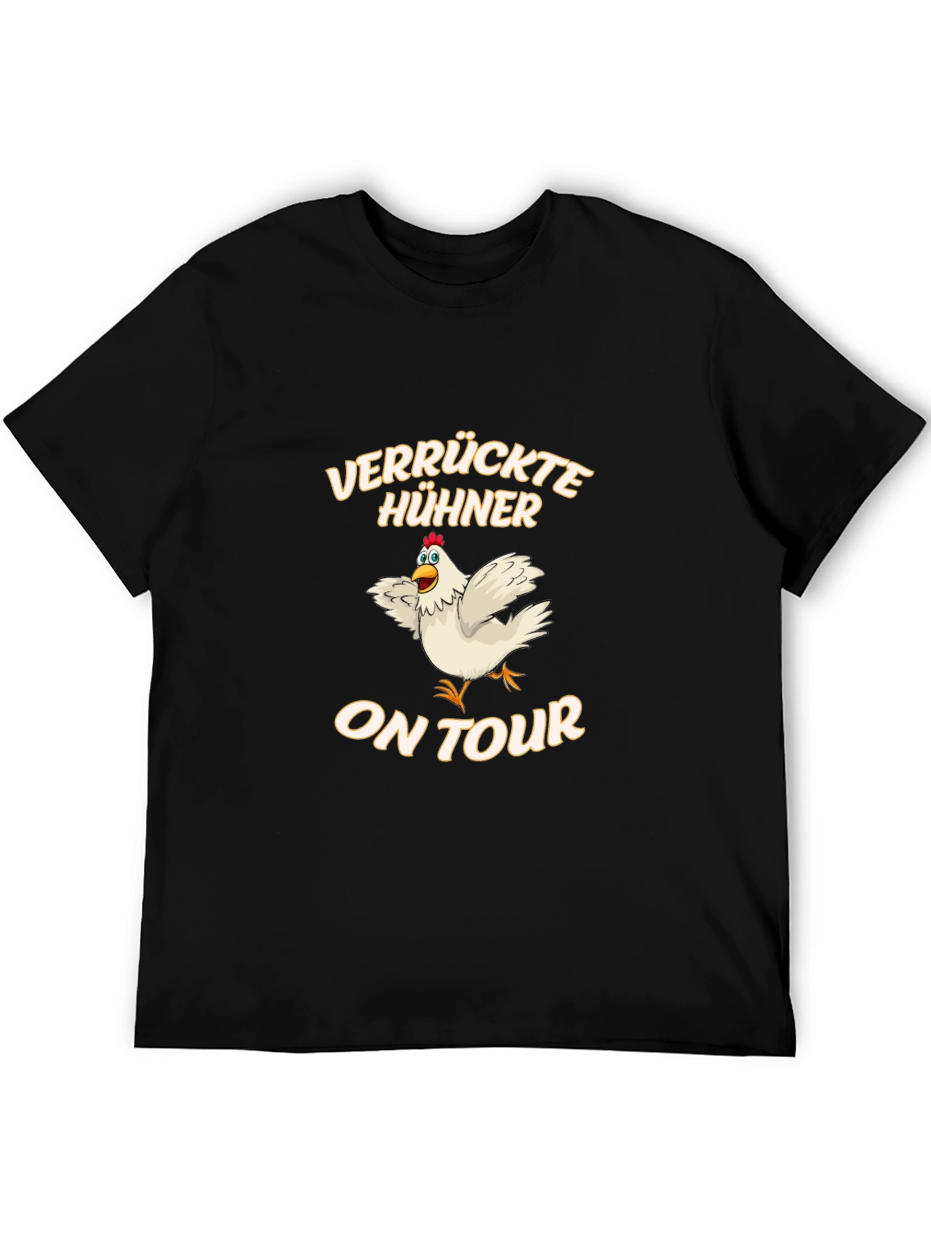 Funny Chicken On Tour Black T-Shirt