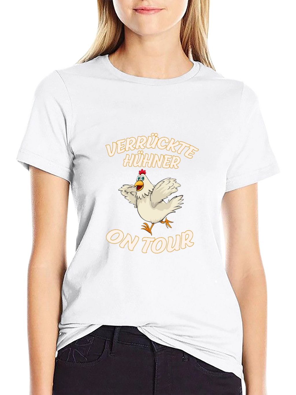 Funny Chicken On Tour Black T-Shirt