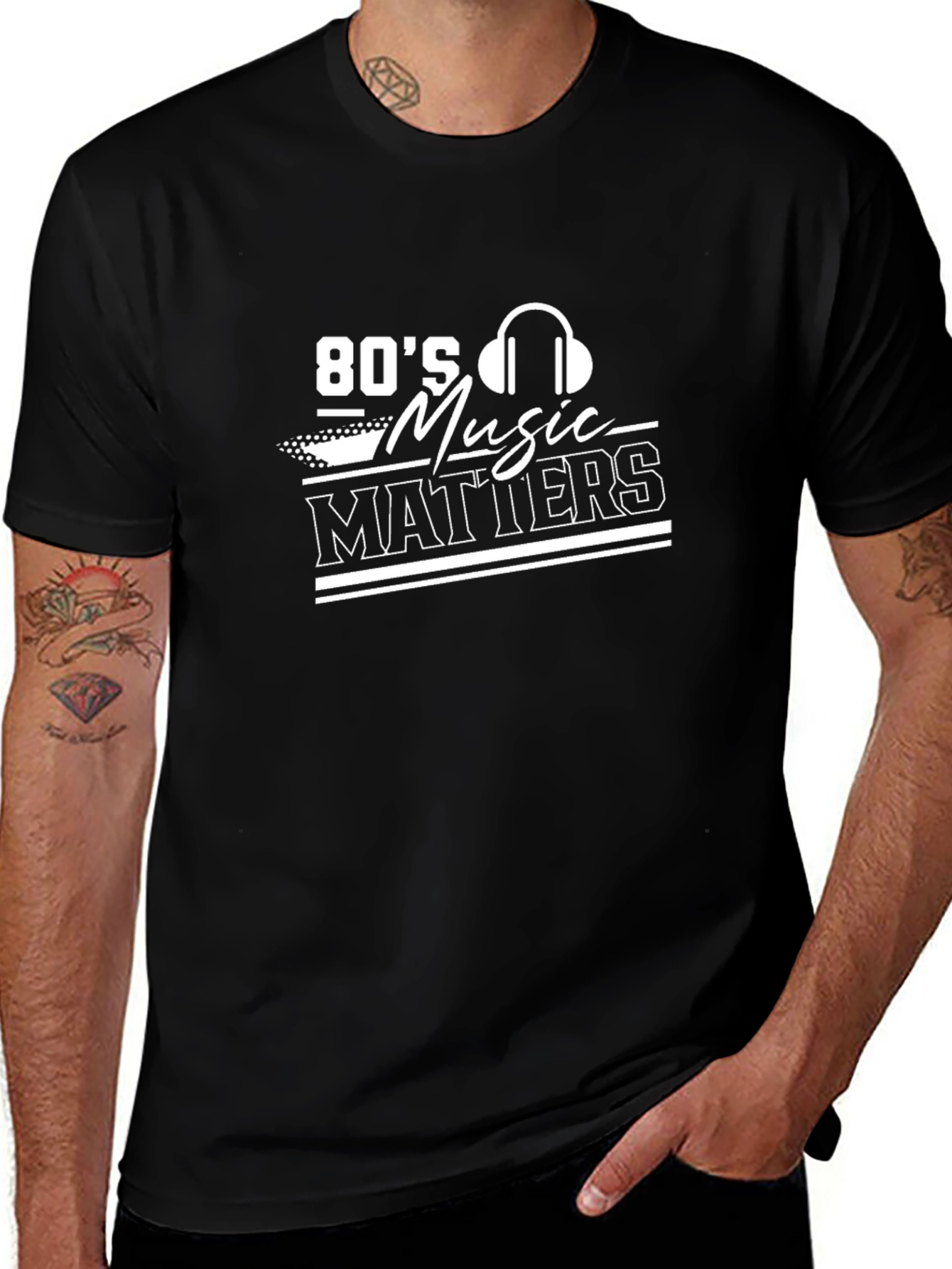 80s Music Matters Graphic Tee - Black