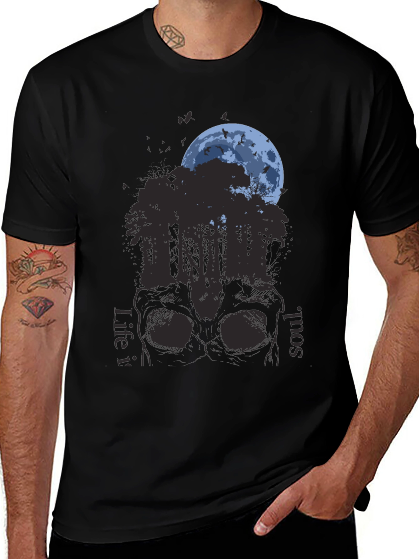 Skull Forest Moon Graphic T-Shirt