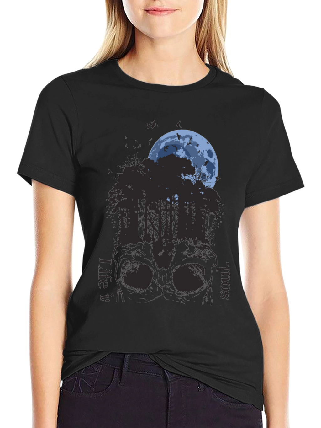 Skull Forest Moon Graphic T-Shirt