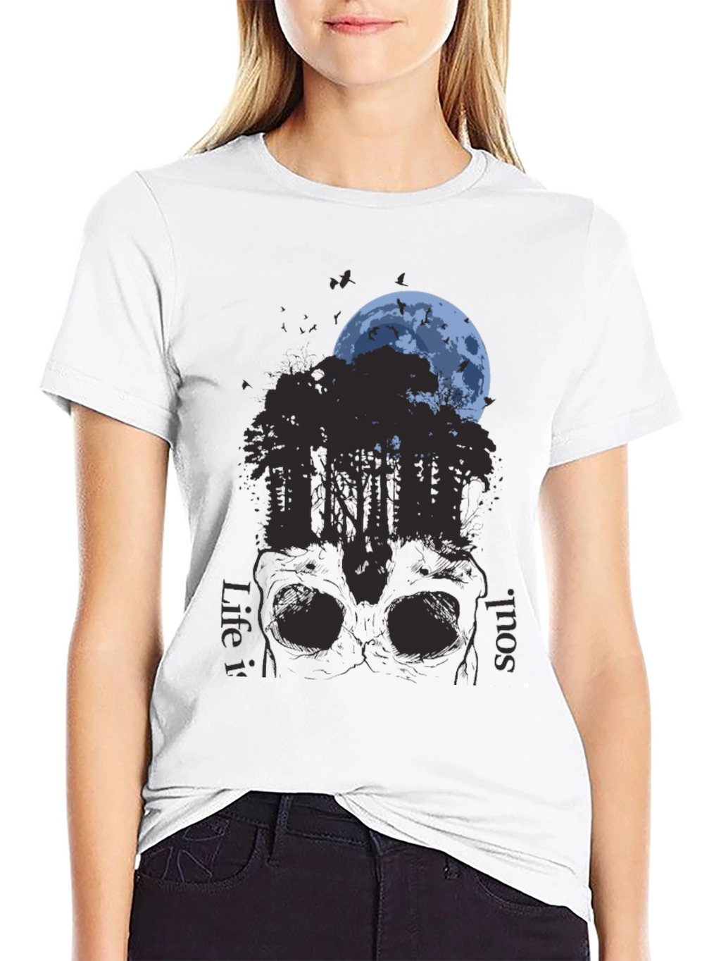 Skull Forest Moon Graphic T-Shirt