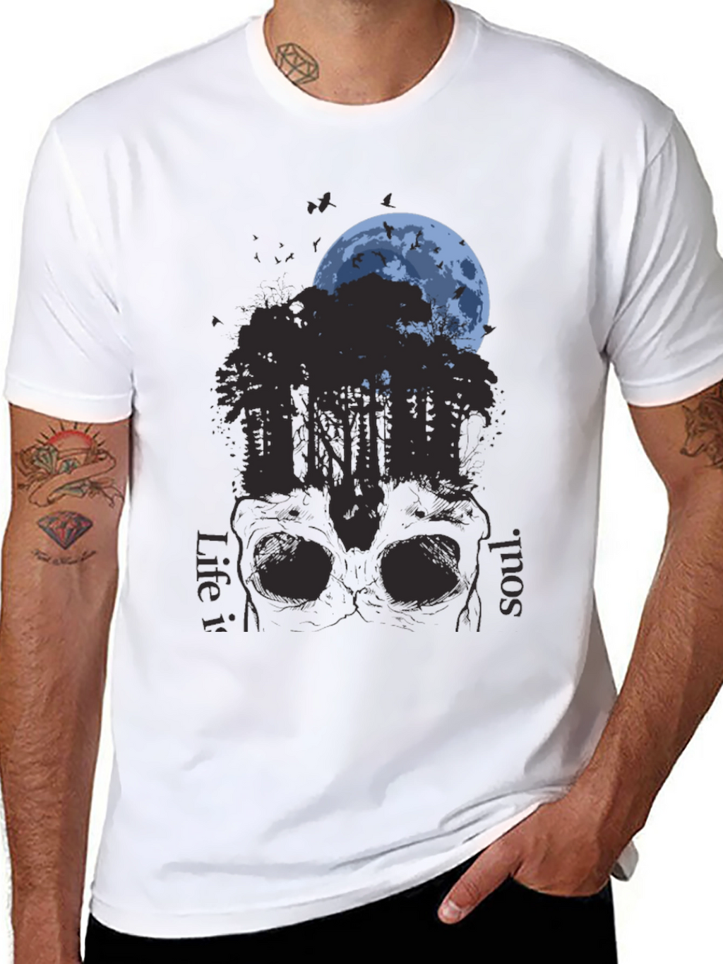 Skull Forest Moon Graphic T-Shirt