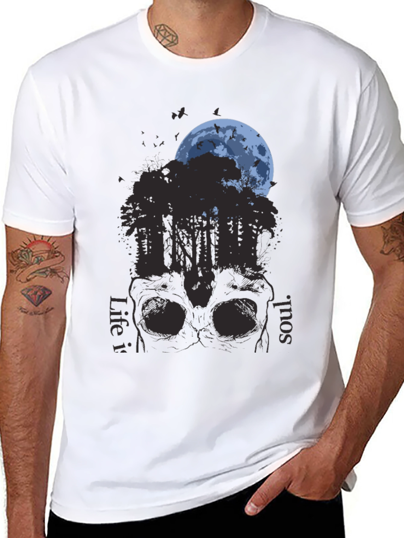 Skull Forest Moon Graphic T-Shirt