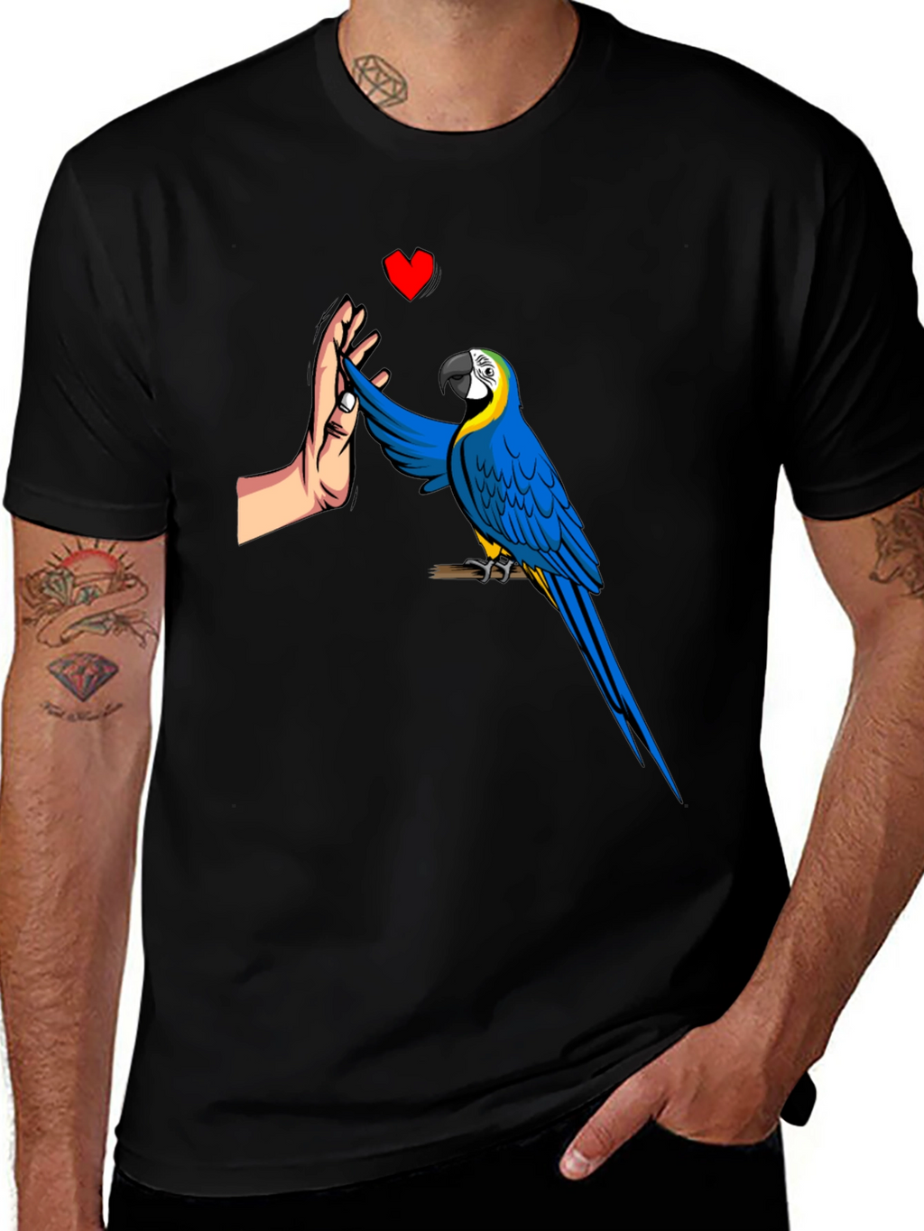 Parrot High Five Graphic Tee - Mens Black T-Shirt