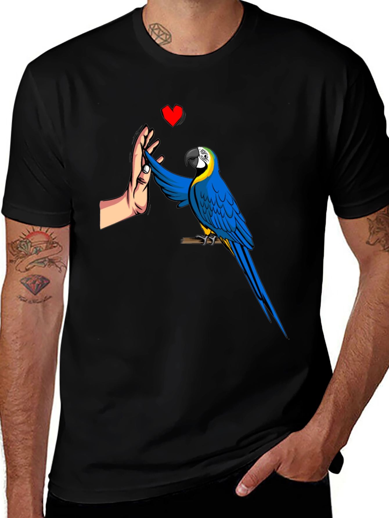 Parrot High Five Graphic Tee - Mens Black T-Shirt