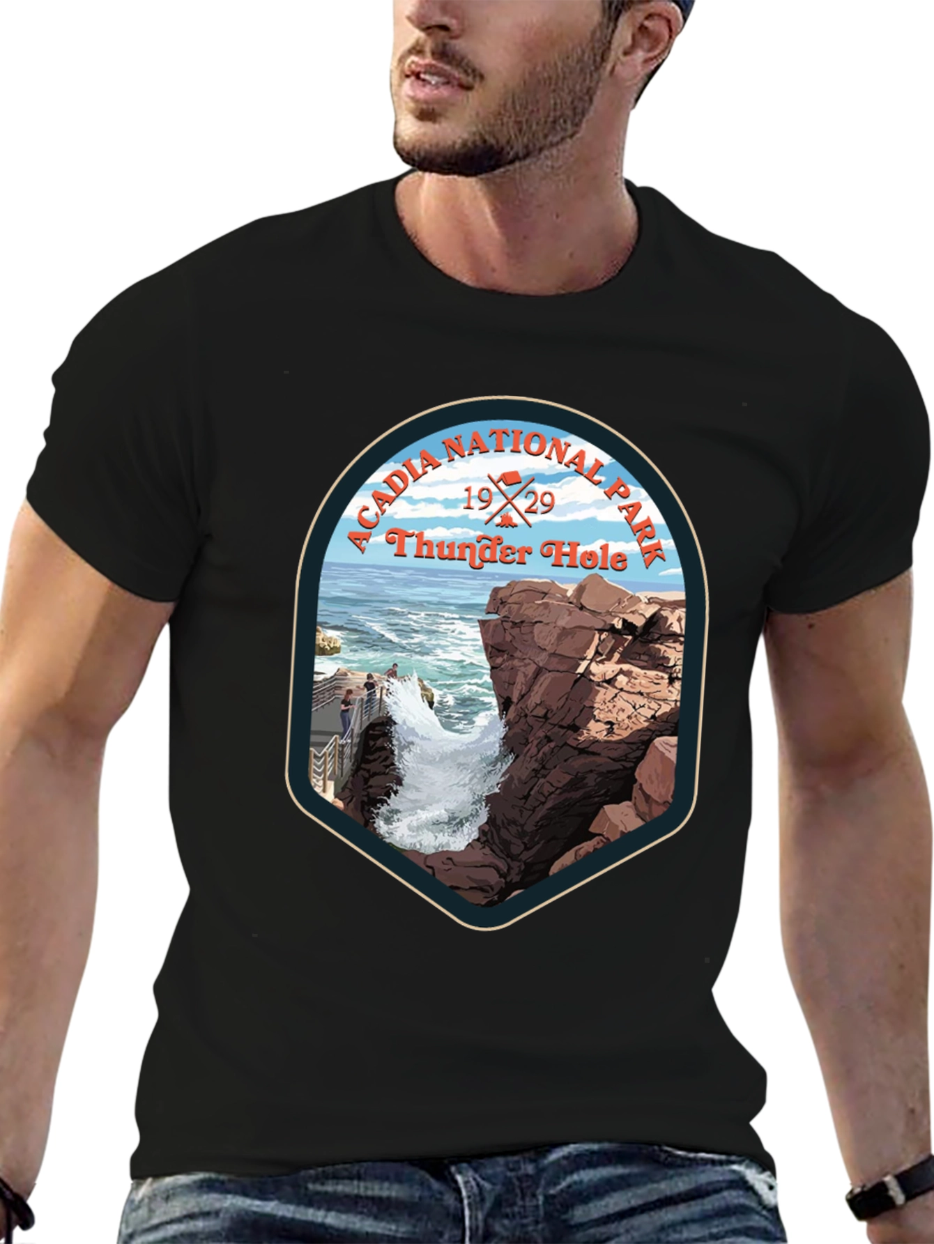Acadia National Park Thunder Hole Tee - Black
