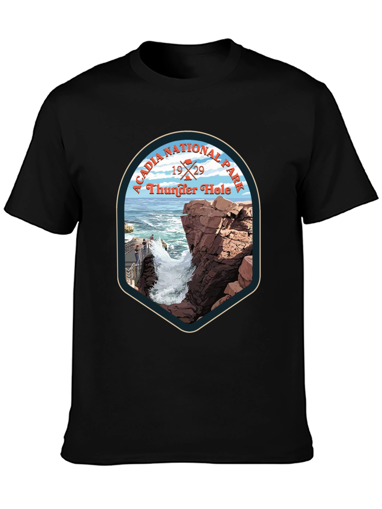 Acadia National Park Thunder Hole Tee - Black
