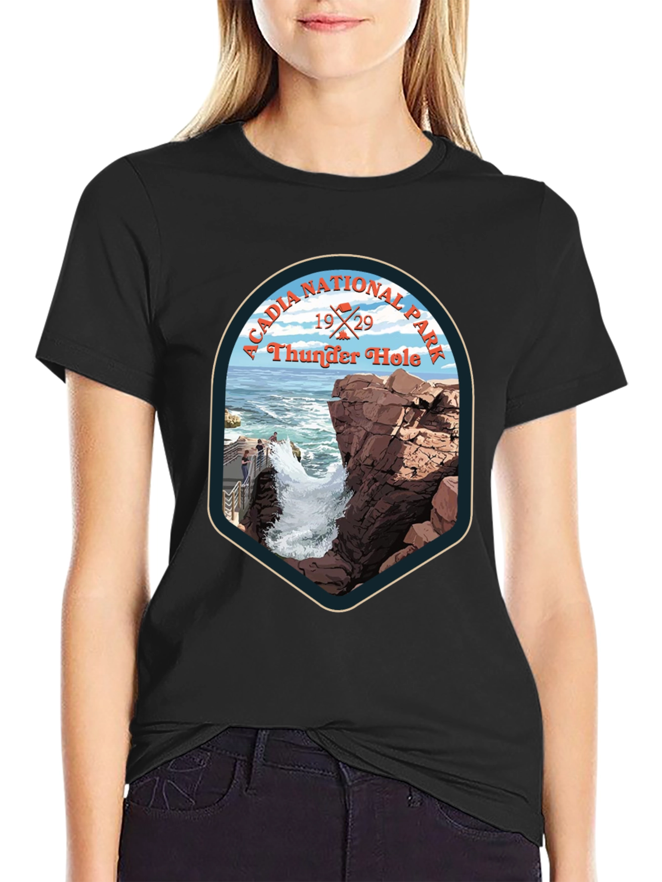 Acadia National Park Thunder Hole Tee - Black