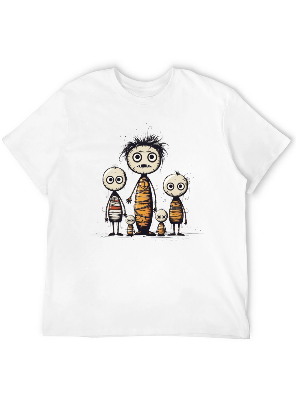 Cartoon Mummy Family Black T-Shirt