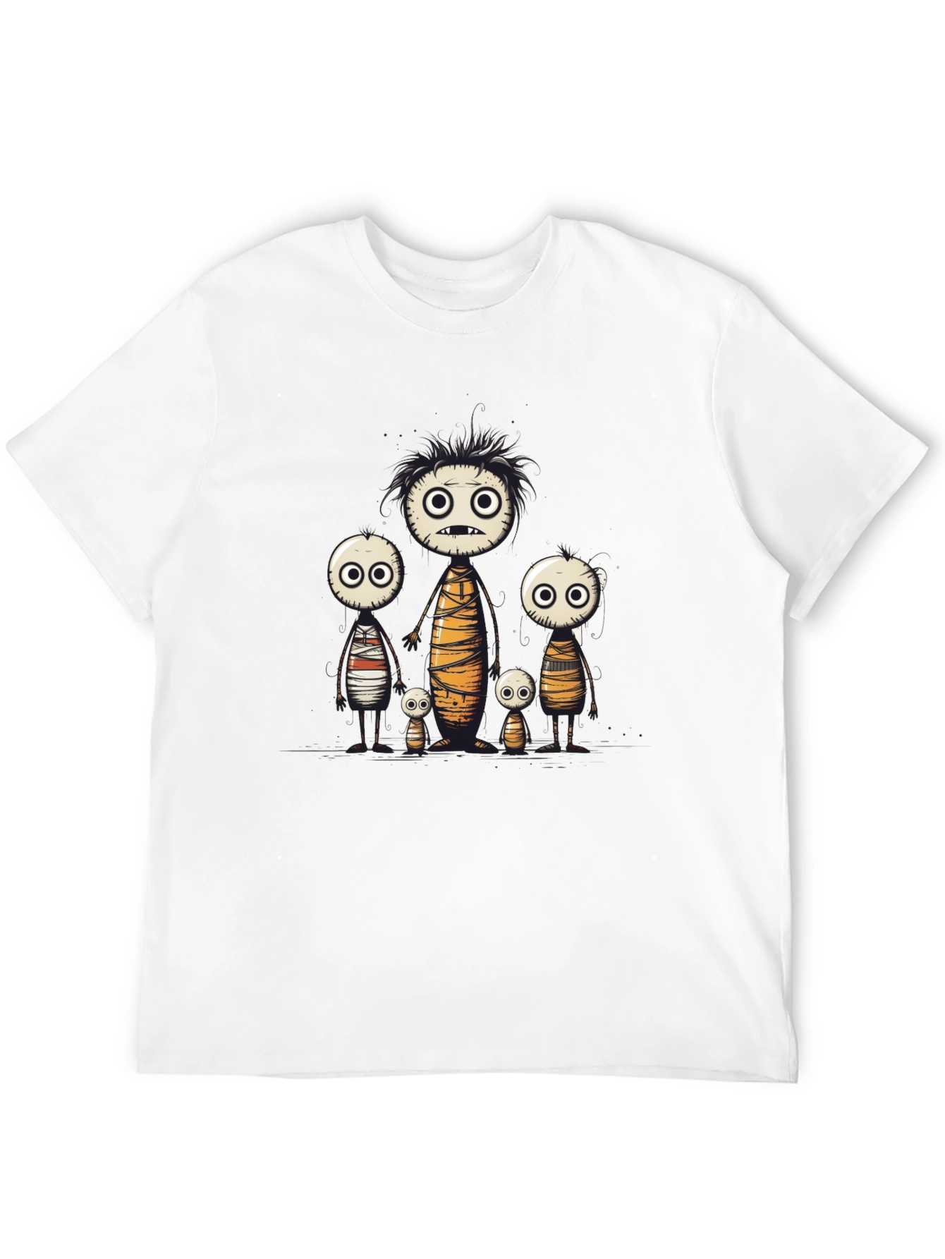 Cartoon Mummy Family Black T-Shirt