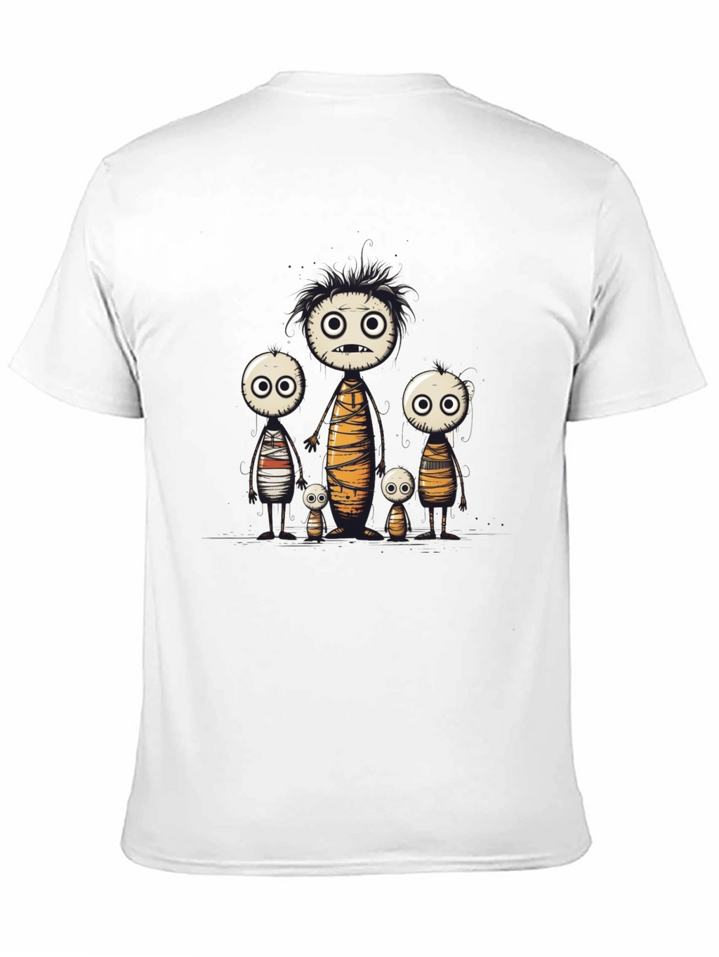 Cartoon Mummy Family Black T-Shirt