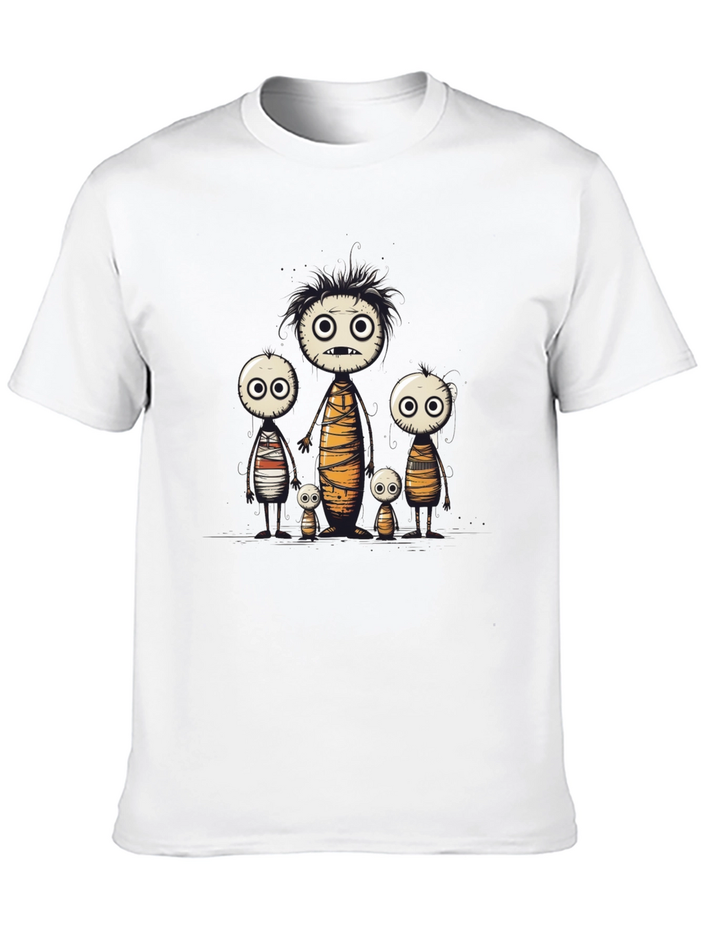 Cartoon Mummy Family Black T-Shirt
