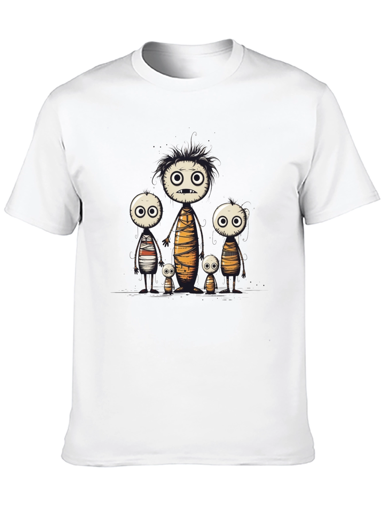 Cartoon Mummy Family Black T-Shirt