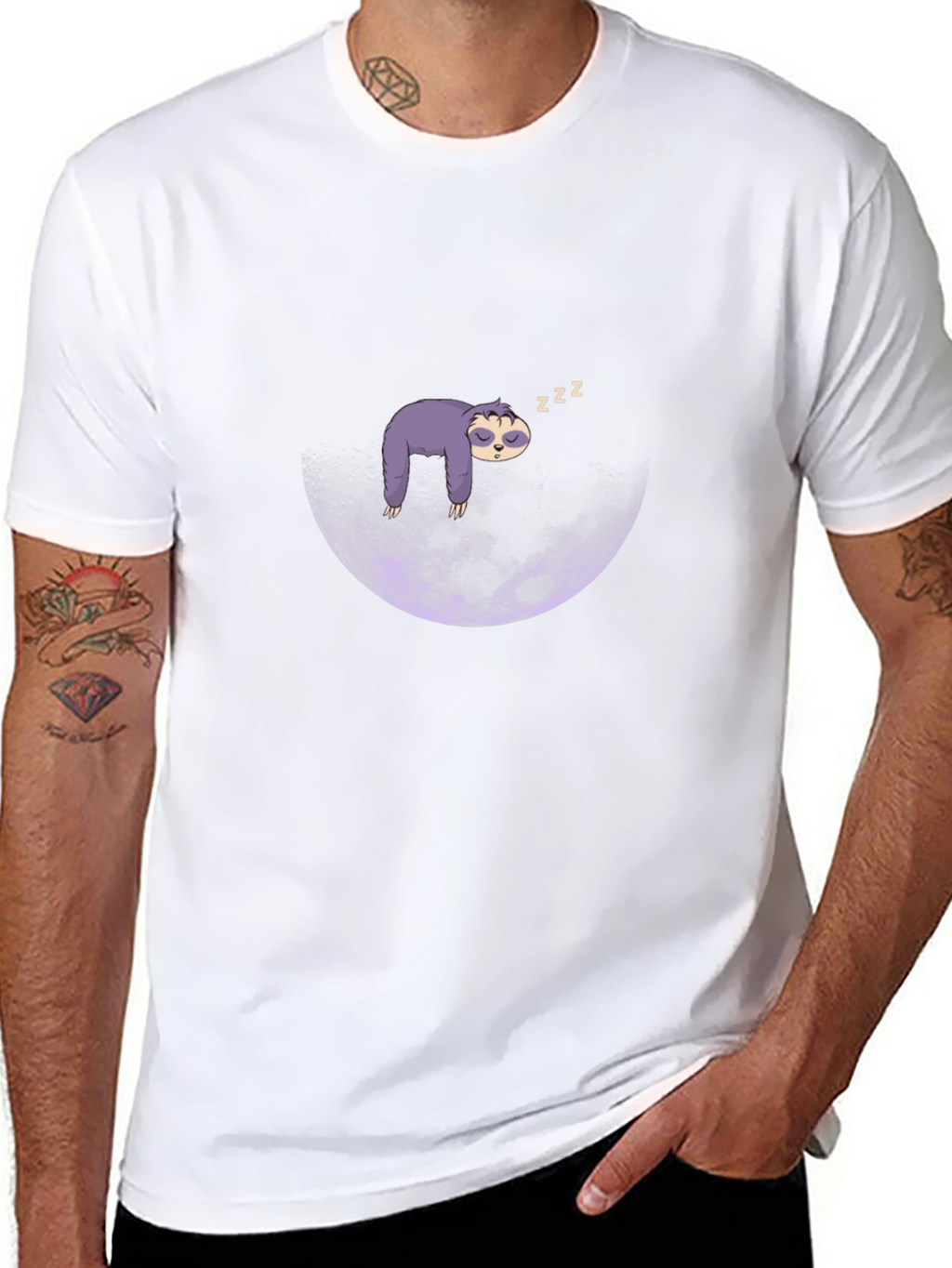 Sloth Moon Sleep T-Shirt - Mens Black Graphic Tee