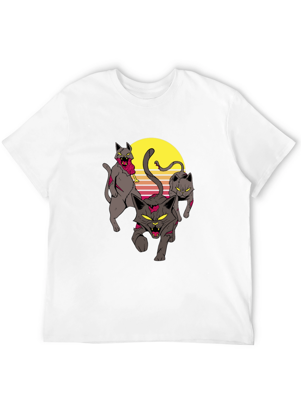 Zombie Cats Graphic Tee - Black Cotton T-Shirt