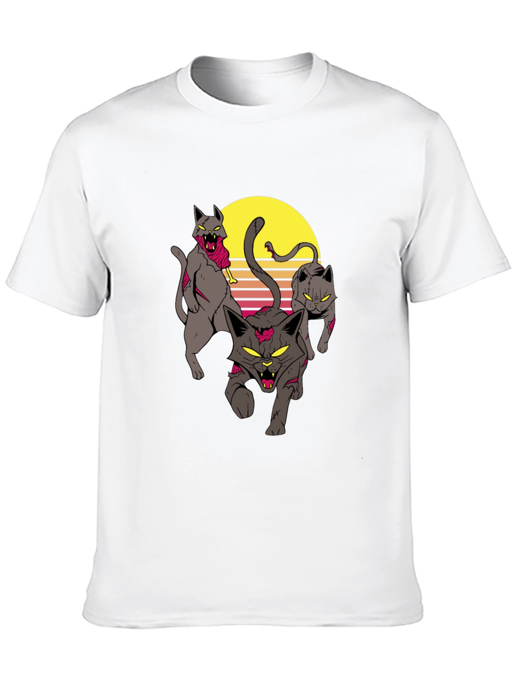 Zombie Cats Graphic Tee - Black Cotton T-Shirt