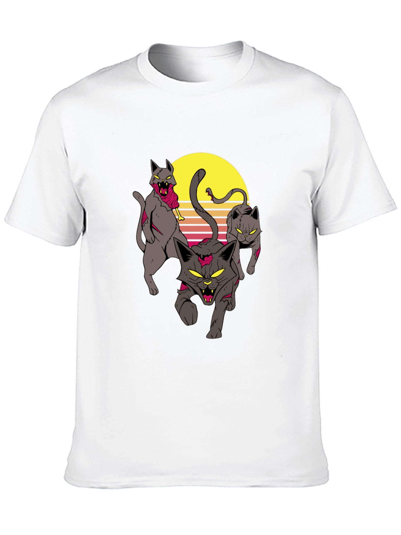 Zombie Cats Graphic Tee - Black Cotton T-Shirt