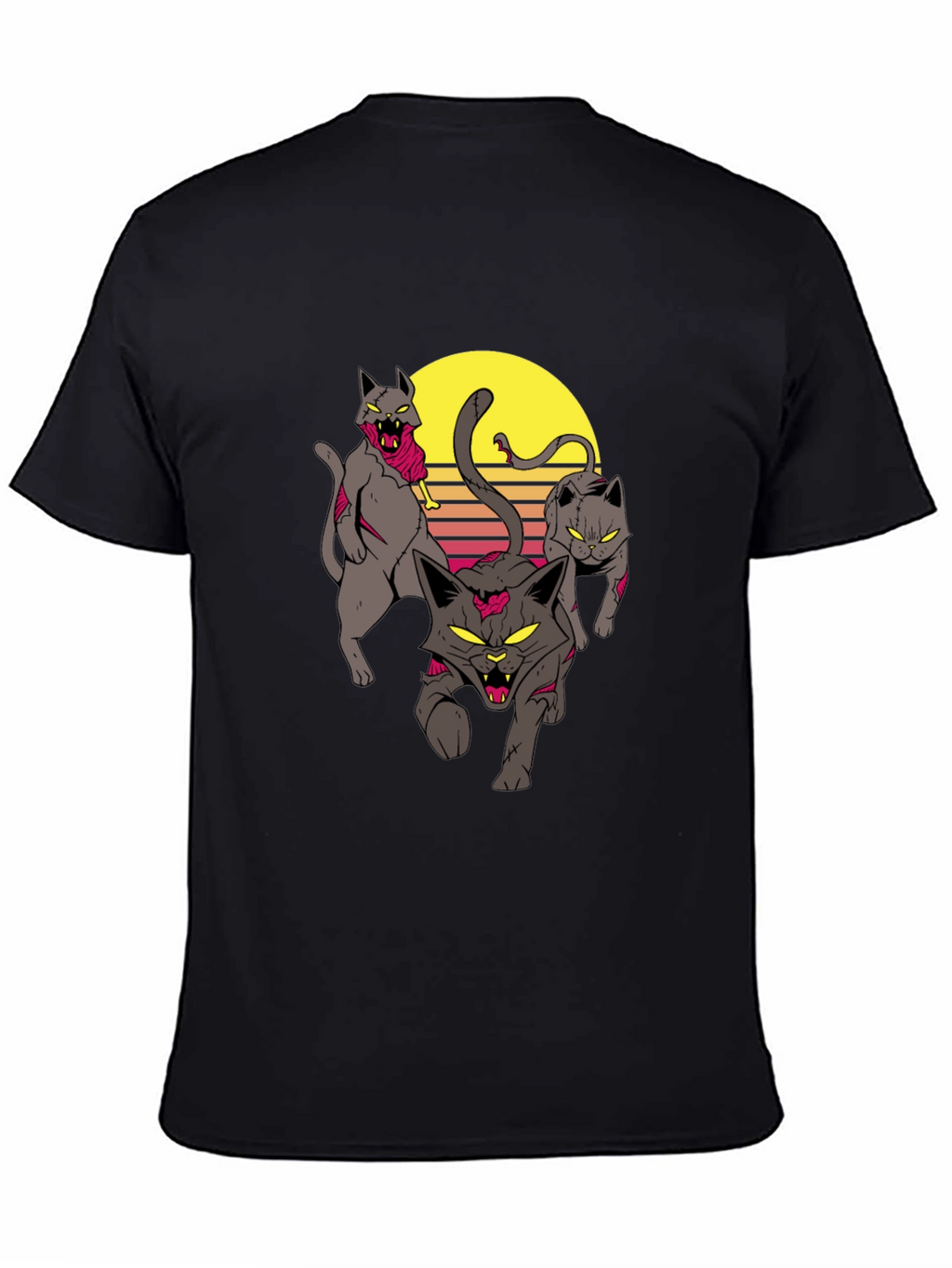 Zombie Cats Graphic Tee - Black Cotton T-Shirt
