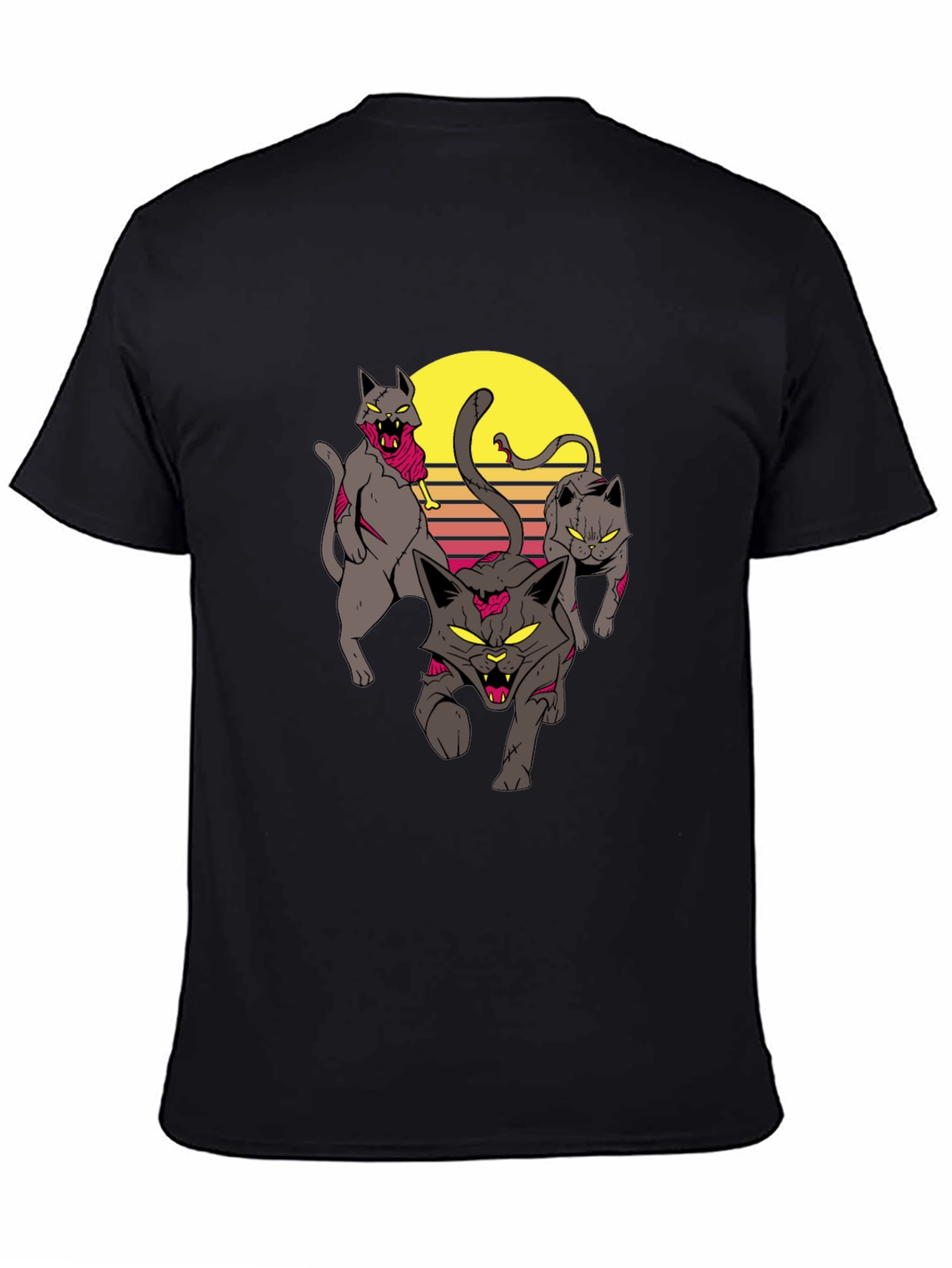 Zombie Cats Graphic Tee - Black Cotton T-Shirt