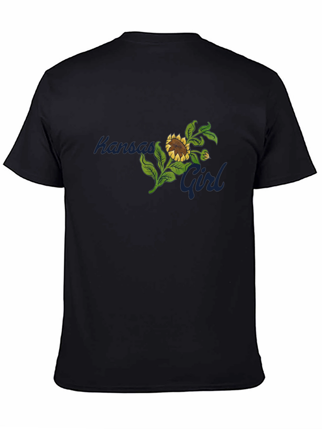 Kansas Girl Sunflower Graphic Black T-Shirt