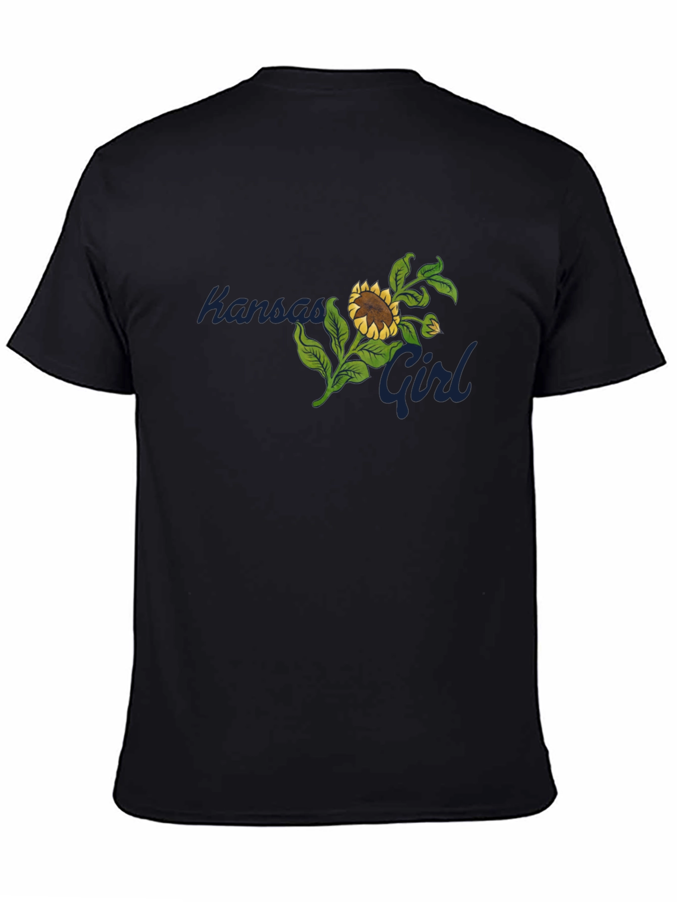 Kansas Girl Sunflower Graphic Black T-Shirt