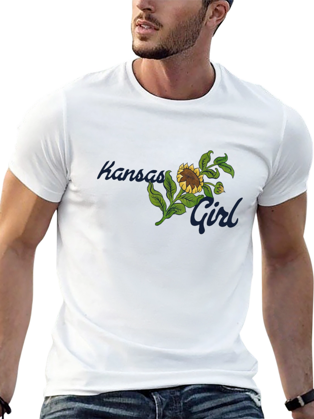 Kansas Girl Sunflower Graphic Black T-Shirt