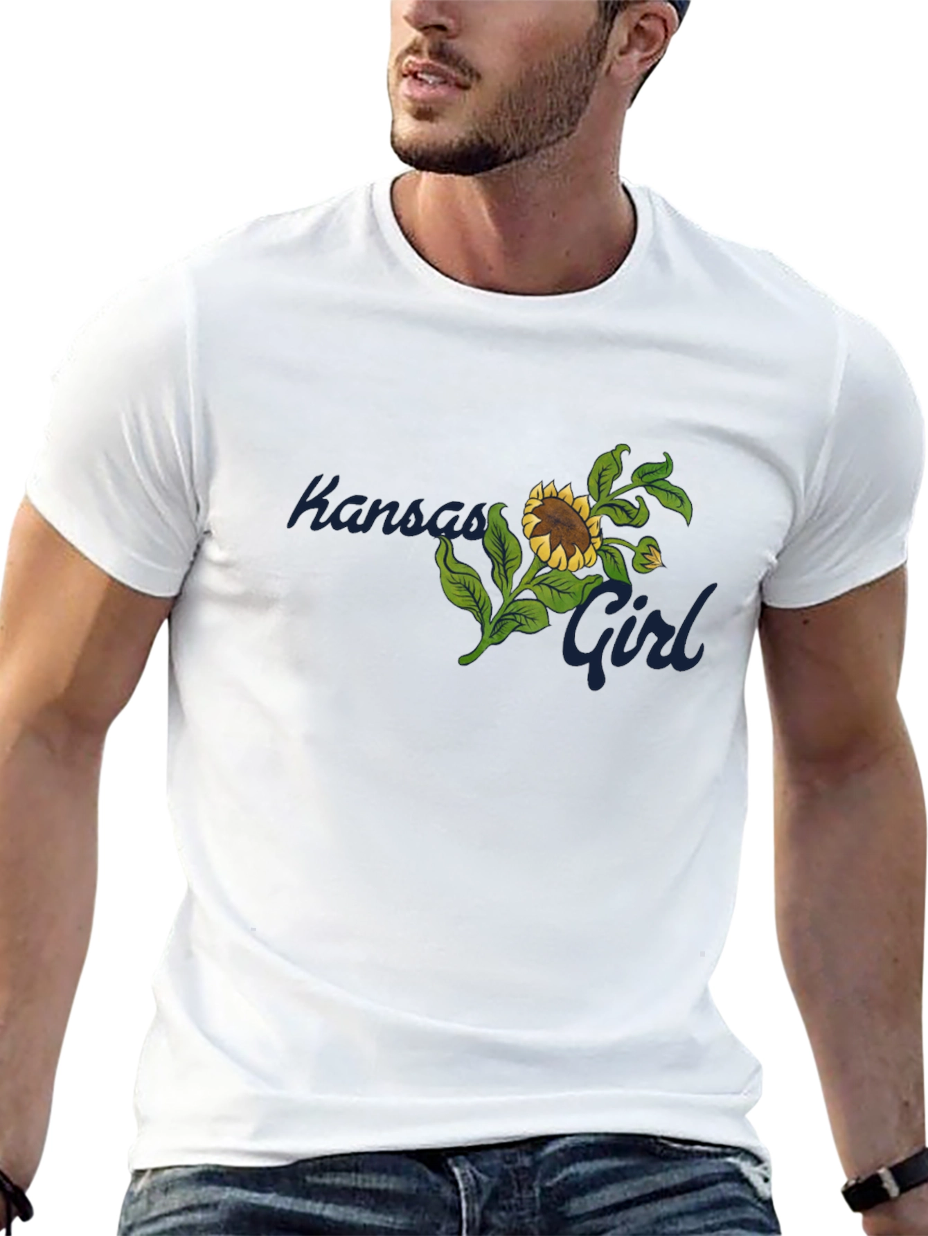 Kansas Girl Sunflower Graphic Black T-Shirt