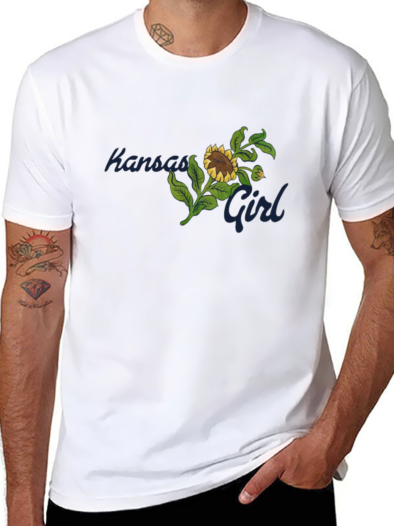 Kansas Girl Sunflower Graphic Black T-Shirt
