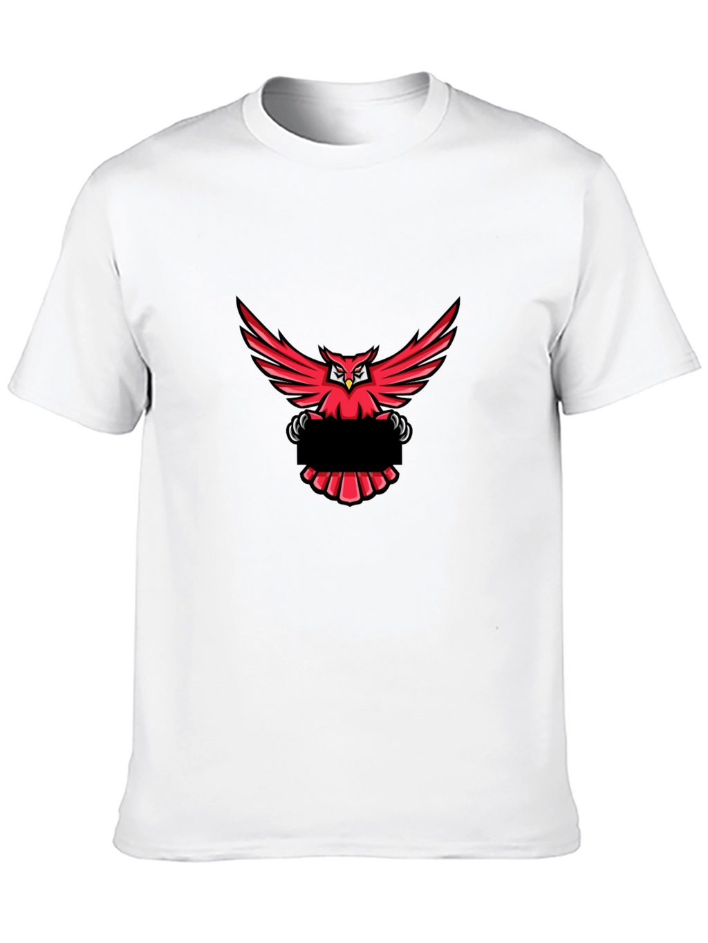 Black T-Shirt with Red Owl Graphic