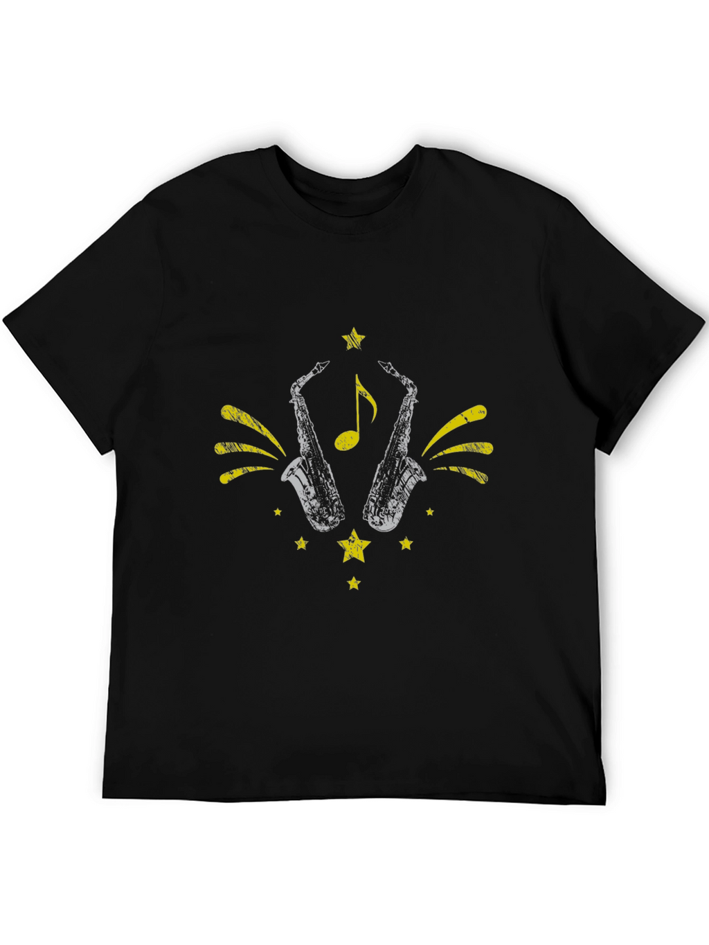 Stylish Black Saxophone Graphic Tee