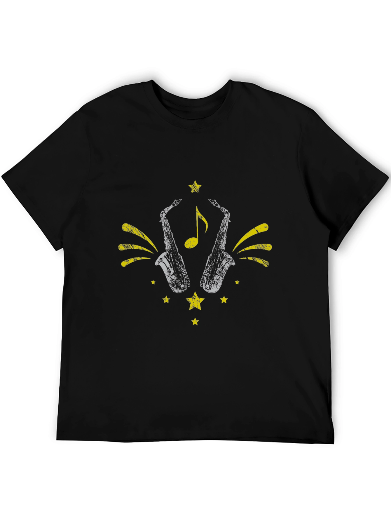 Stylish Black Saxophone Graphic Tee