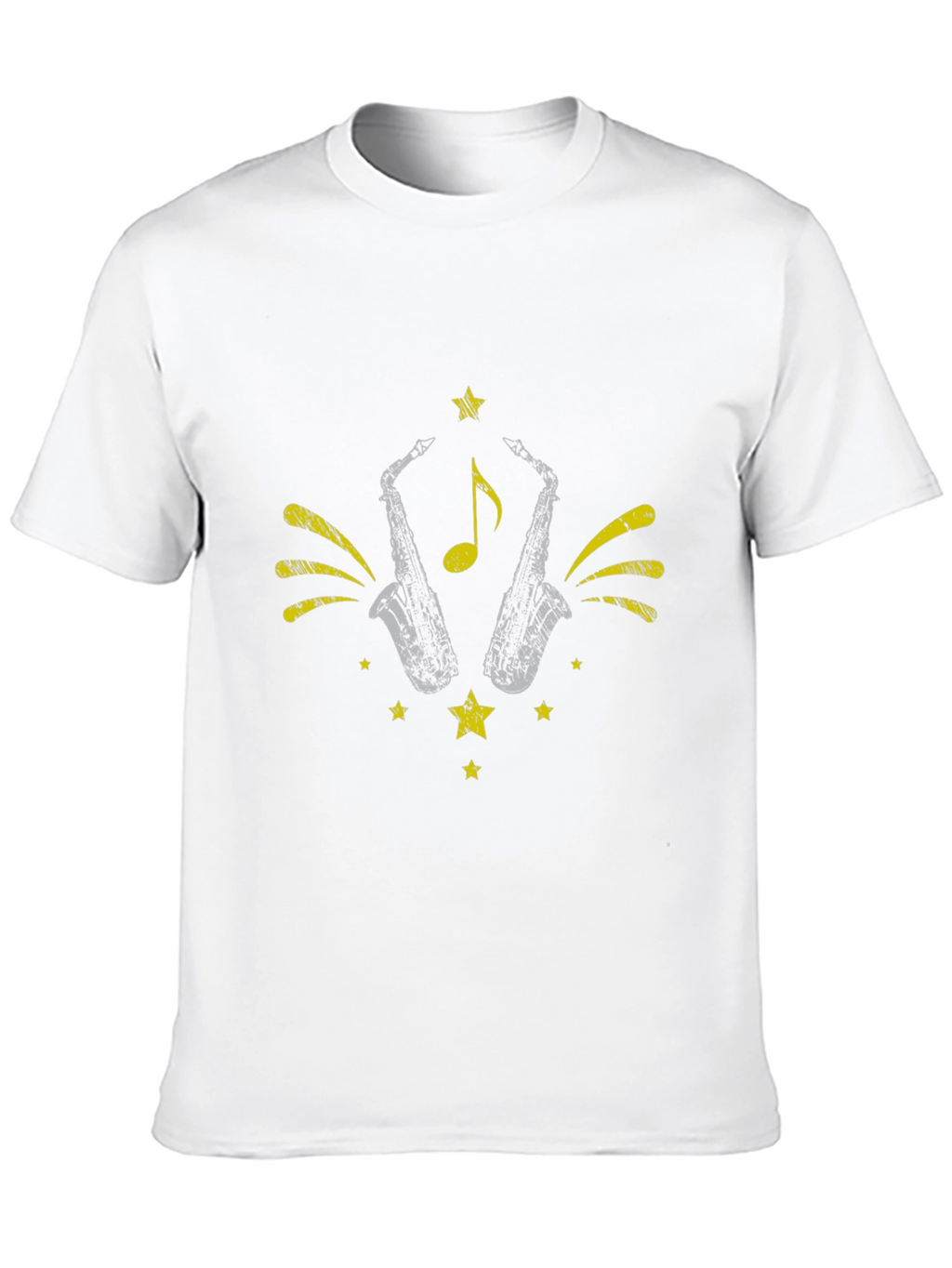 Stylish Black Saxophone Graphic Tee