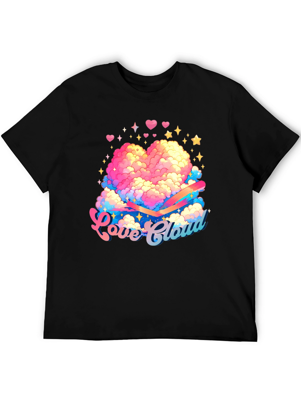 Love Cloud Graphic Tee - Black Cotton T-Shirt