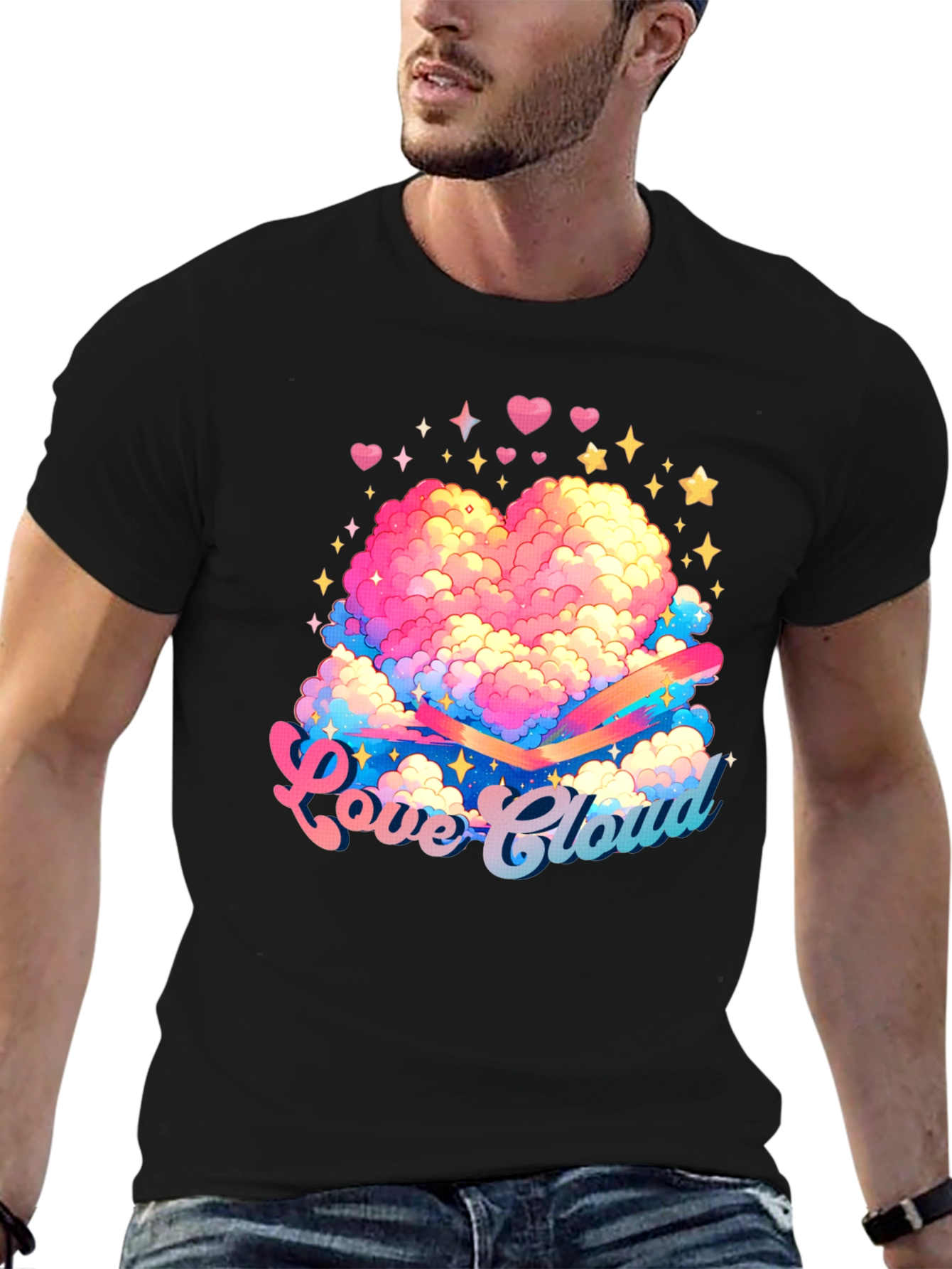 Love Cloud Graphic Tee - Black Cotton T-Shirt