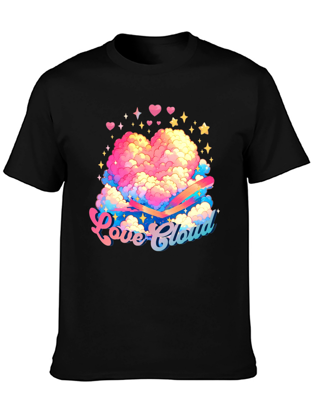 Love Cloud Graphic Tee - Black Cotton T-Shirt