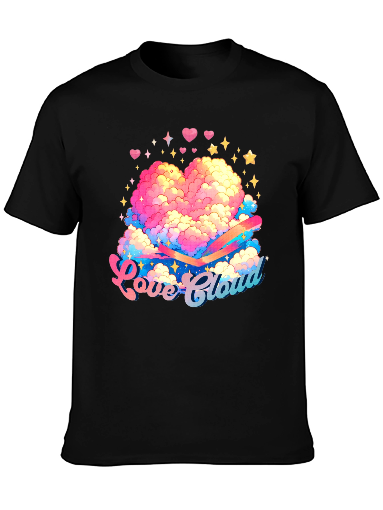 Love Cloud Graphic Tee - Black Cotton T-Shirt