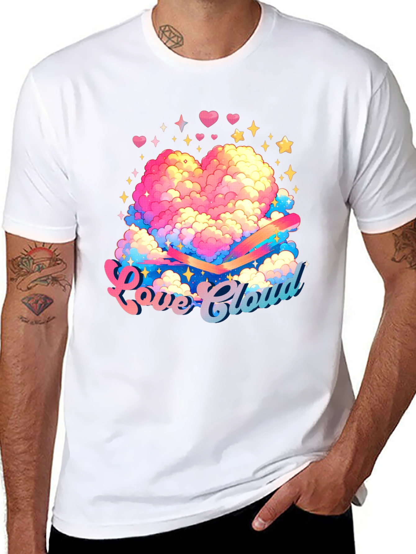 Love Cloud Graphic Tee - Black Cotton T-Shirt
