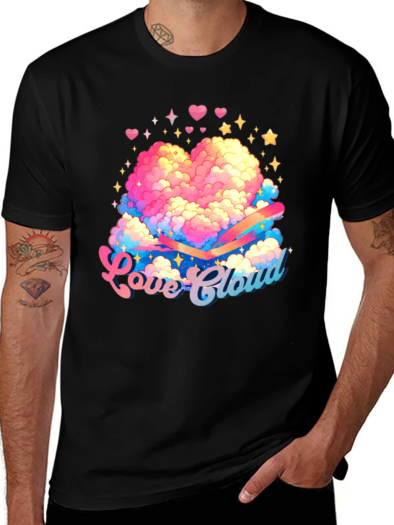 Love Cloud Graphic Tee - Black Cotton T-Shirt
